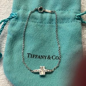 Tiffany & Co. Silver and Diamond Double T Bracelet